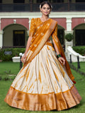 Yellow Dola Silk Shibori Print Zari Weaving Lehenga Choli With Dupatta