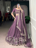 Zarakh Lavender Color Silk Sequins Thread Embroidery Work Lehenga Choli