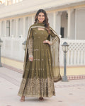 Kaumari mehendi green georgette anarkali gown set