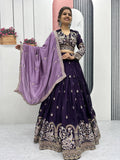 Anasuya purple vichitra silk embroidery work lehenga choli set