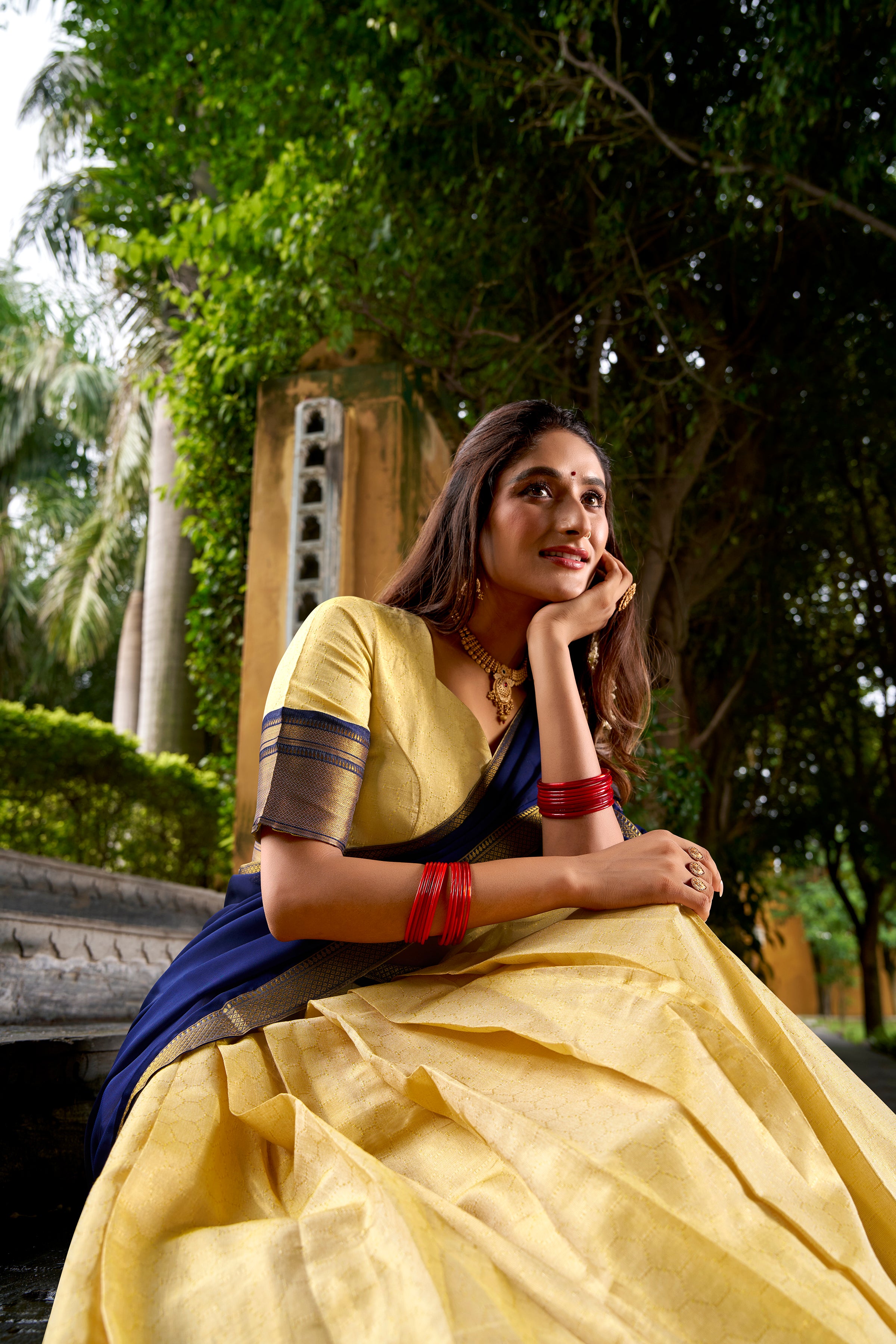 Blue Color Kanchipuram Silk Zari Weaving Half Saree Lehenga Choli