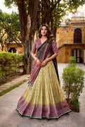 Chitra Dusty Mauve Color Vichitra Silk Printed Lehenga Choli With Dupatta