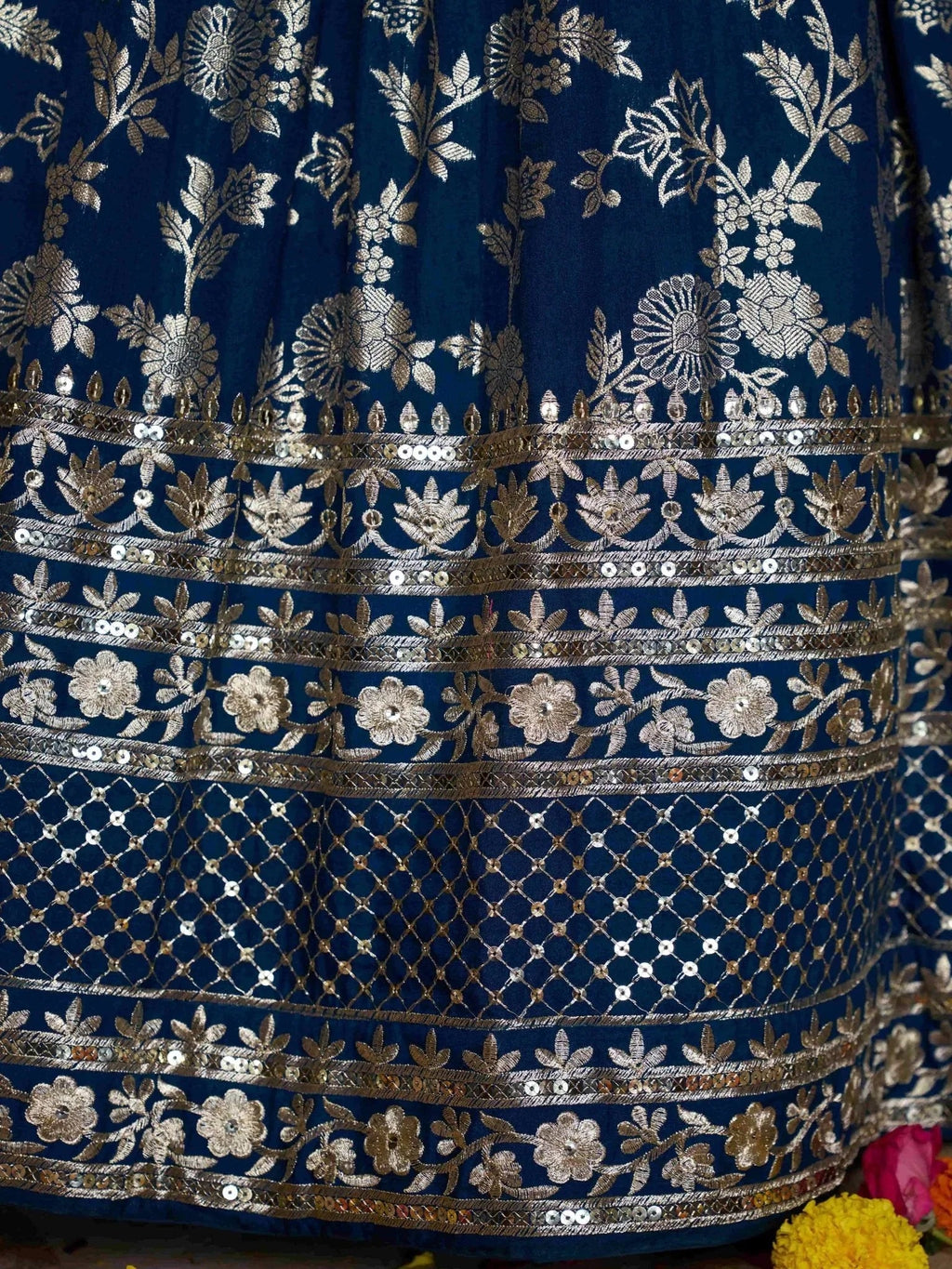 Dove blue Dola silk jacquard embroidered lehenga choli with dupatta