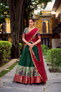 Avni Green Color Aastha Silk Printed Zari Weaving Half Saree Lehenga