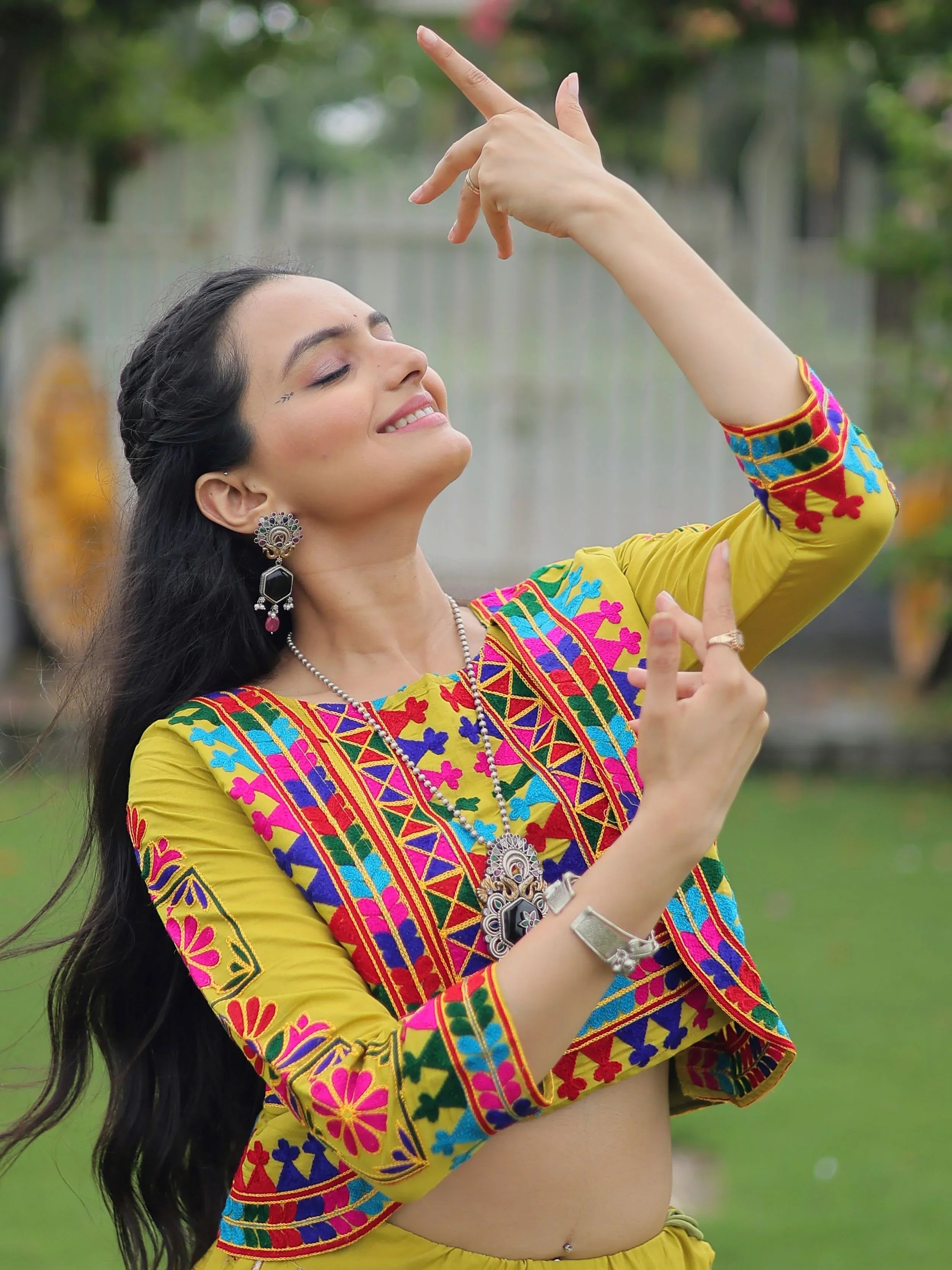 Green Kutchi Gamthi Embroidered Gota Patti Lace Lehenga Choli With Koti