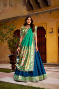 Hamsini navy blue soft silk Paithani lehenga choli with zari embroidered work