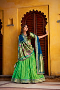Hamsini Parrot Green Soft Silk with Zari Embroidered Work Paithani Lehenga Choli
