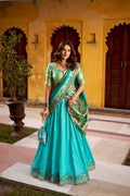 Hamsini Sky Blue Soft Silk with Zari Embroidered Work Paithani Lehenga Choli
