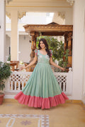 Ivisha Pastel Color Cotton Sequins Multithreaded Beads Embroidered Work Gown