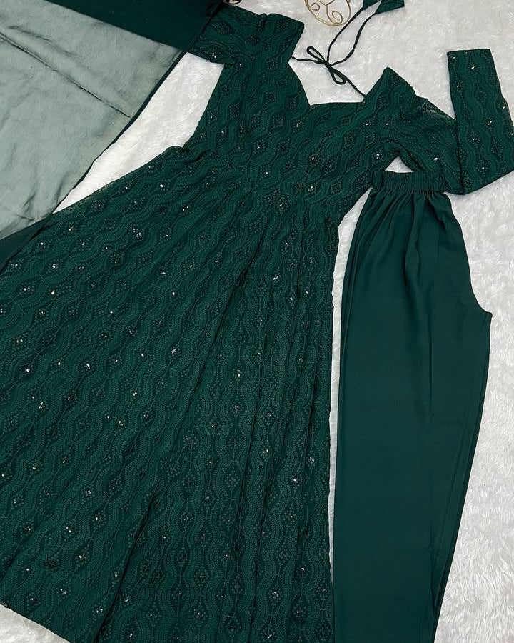 Jyotika Green Mehendi Wear Anarkali Suit Set