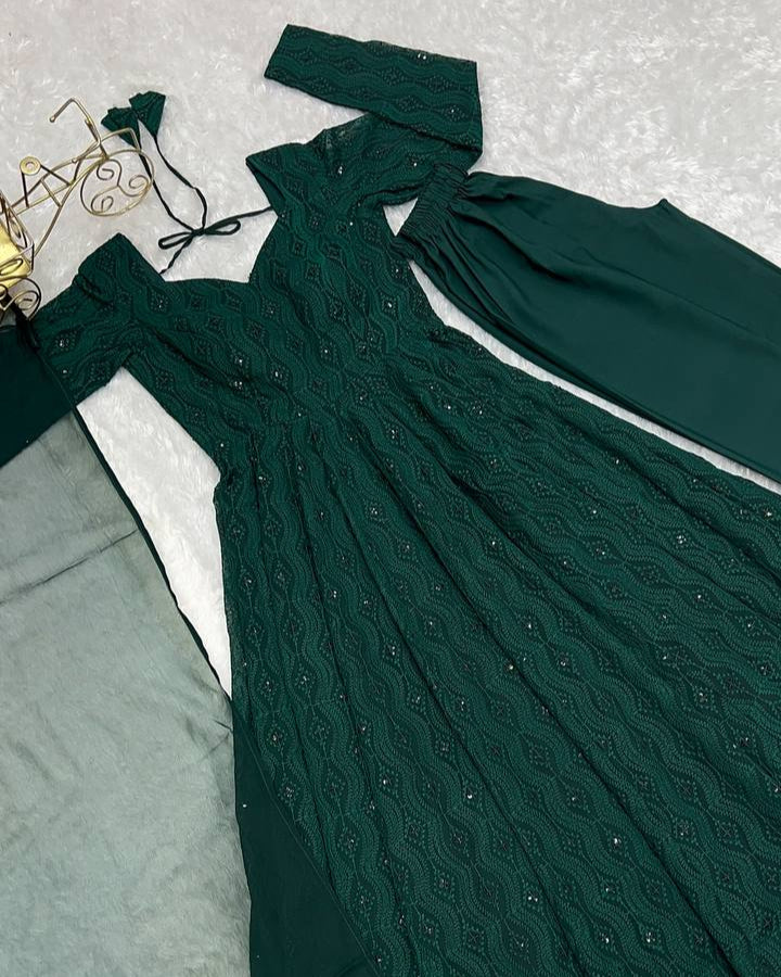 Jyotika Green Mehendi Wear Anarkali Suit Set