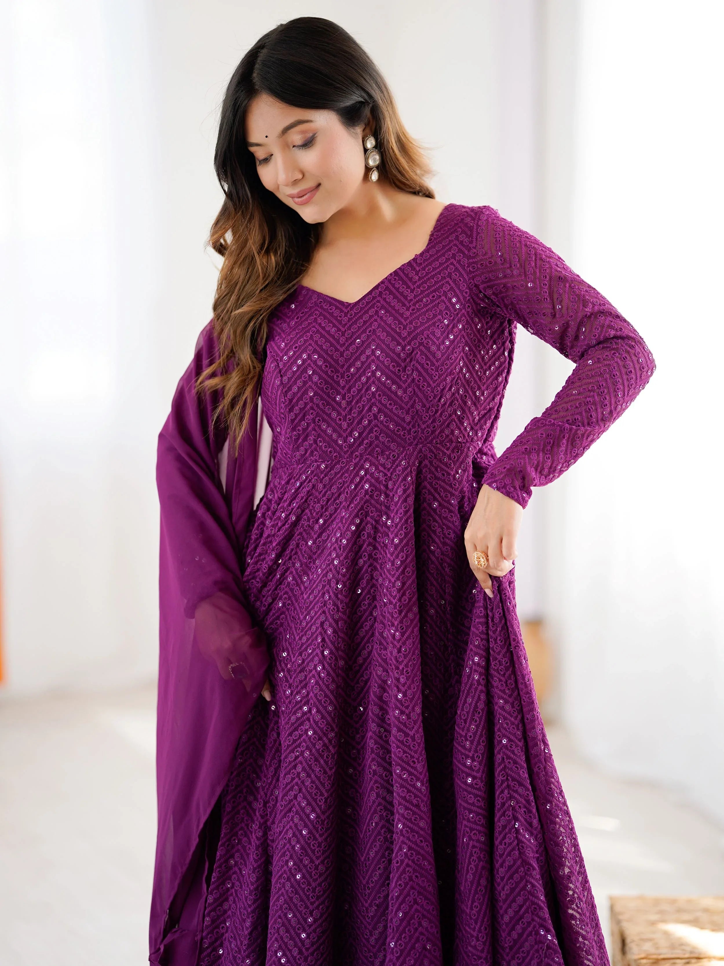 Jyotika Purple Party Wear Anarkali Suit Set