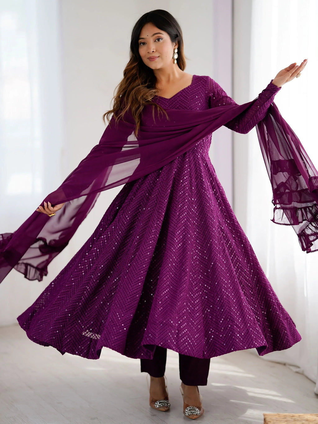 Jyotika Purple Party Wear Anarkali Suit Set