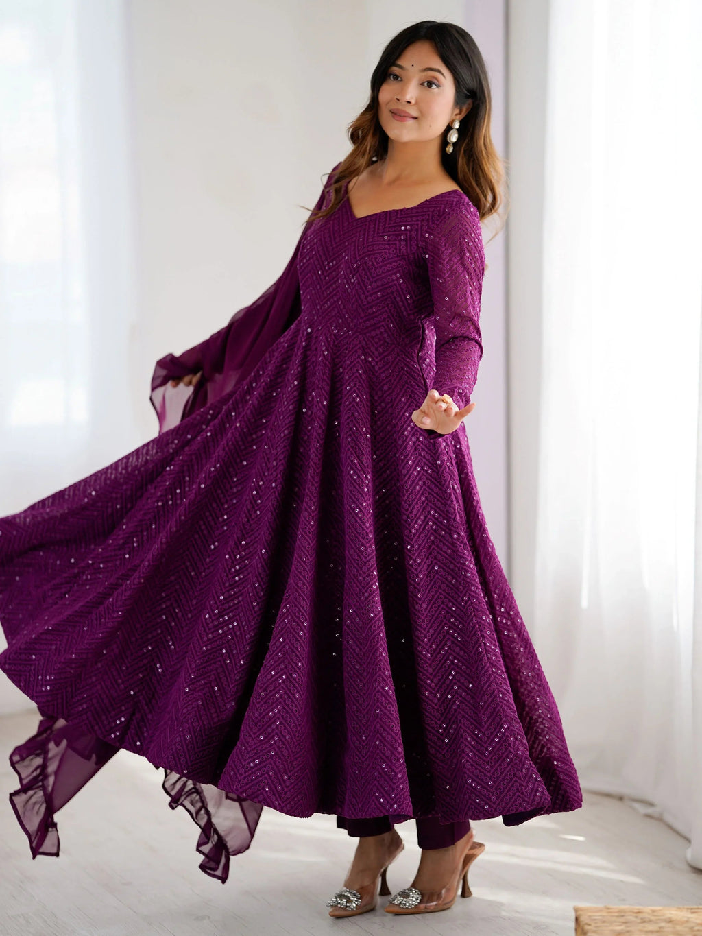Jyotika Purple Party Wear Anarkali Suit Set