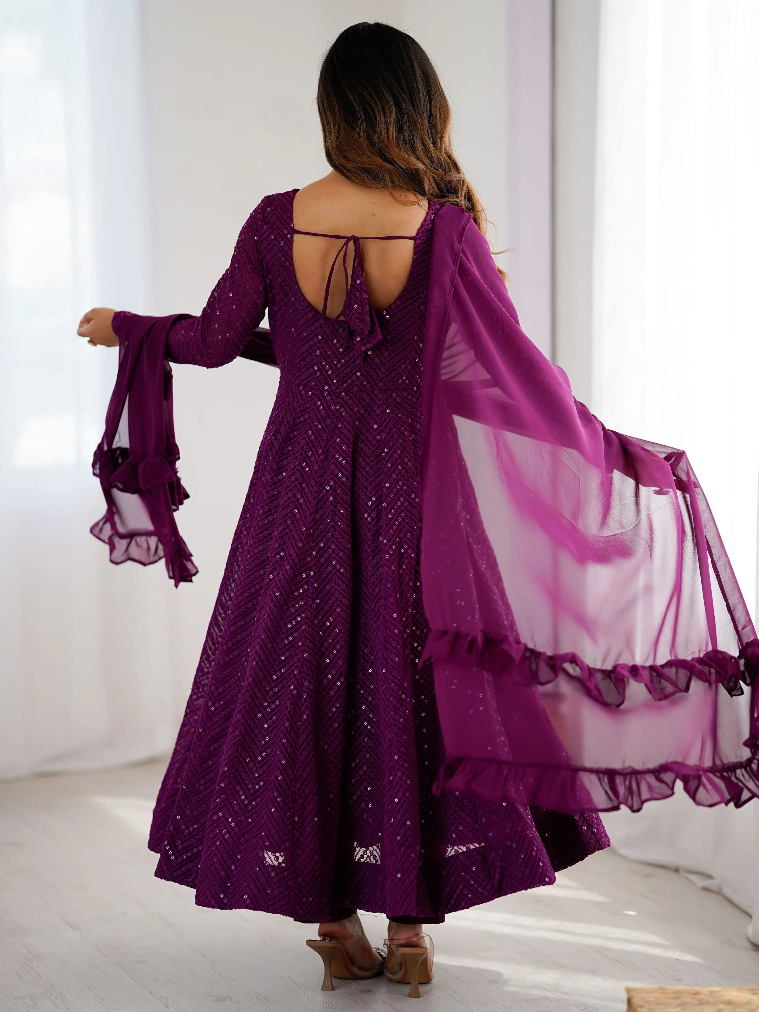 Jyotika Purple Party Wear Anarkali Suit Set