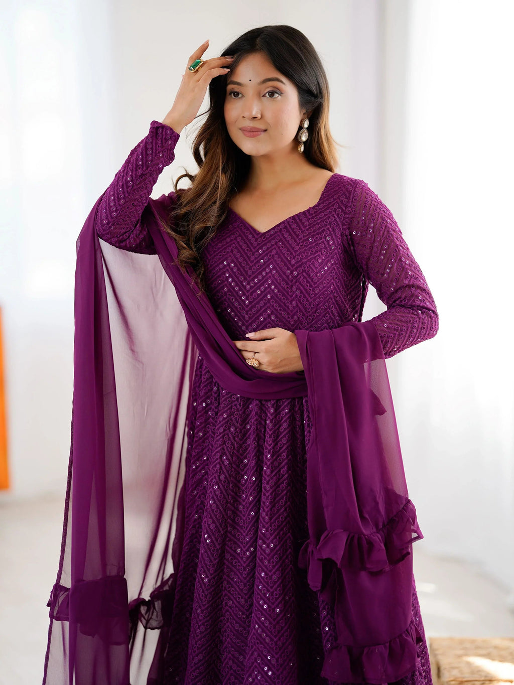 Jyotika Purple Party Wear Anarkali Suit Set