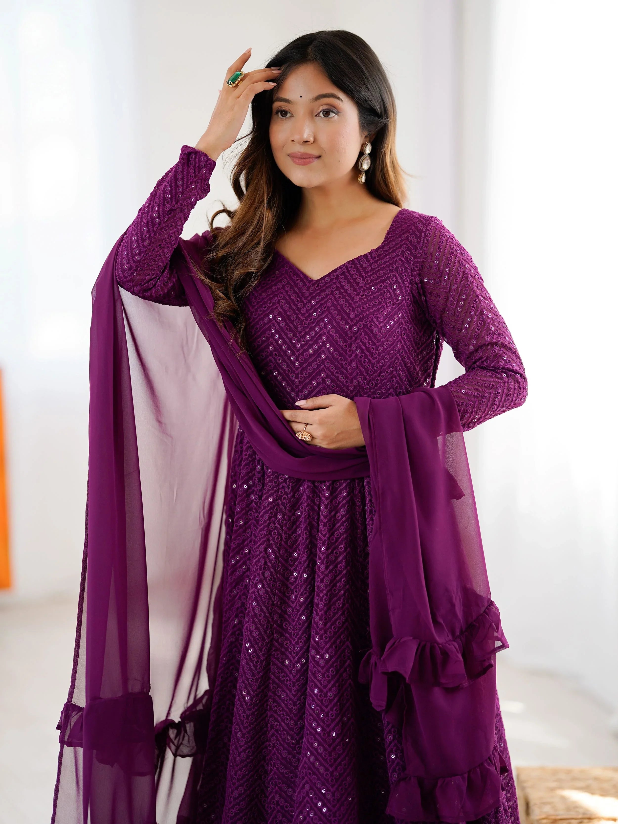 Jyotika Purple Party Wear Anarkali Suit Set