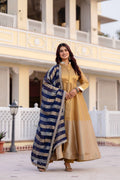 Kasumbi dark golden pure banarasi viscose anarkali suit set