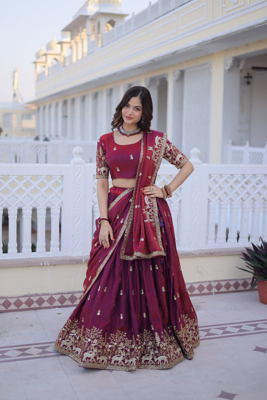 Ketaki fendi silk sequins zari thread embroidered lehenga choli set