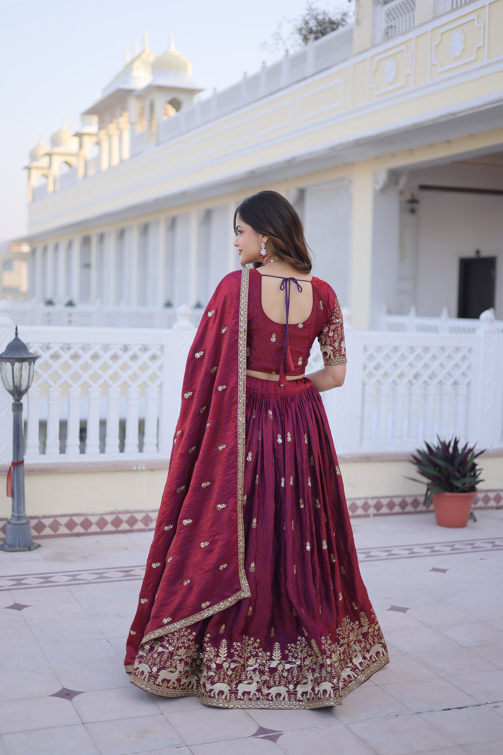 Ketaki fendi silk sequins zari thread embroidered lehenga choli set