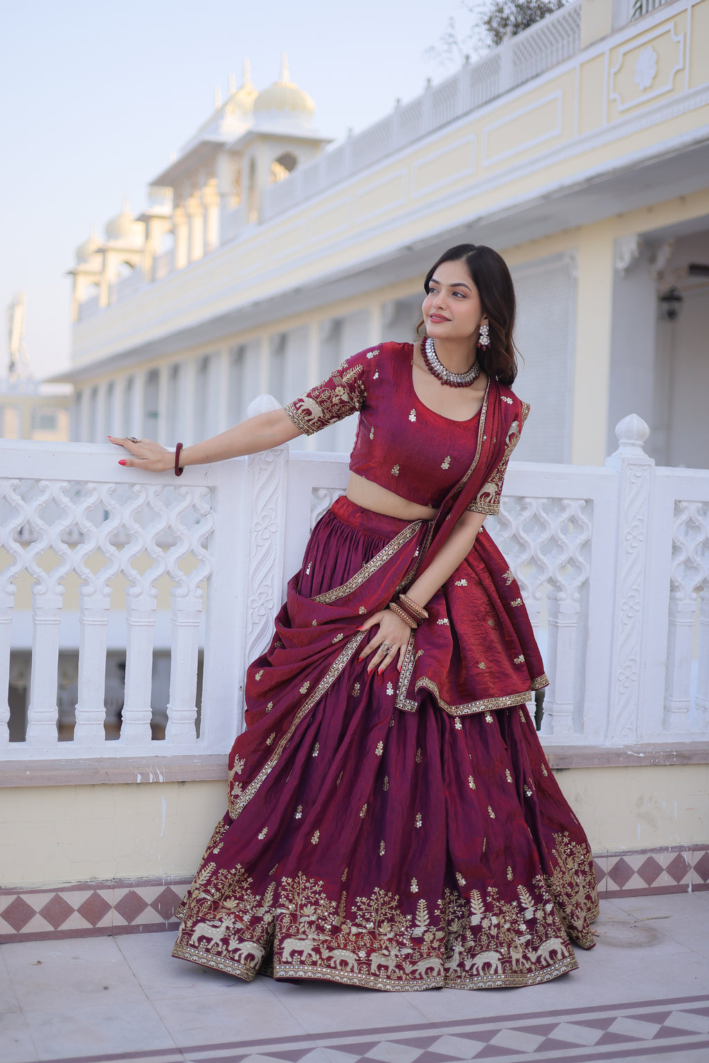 Ketaki fendi silk sequins zari thread embroidered lehenga choli set