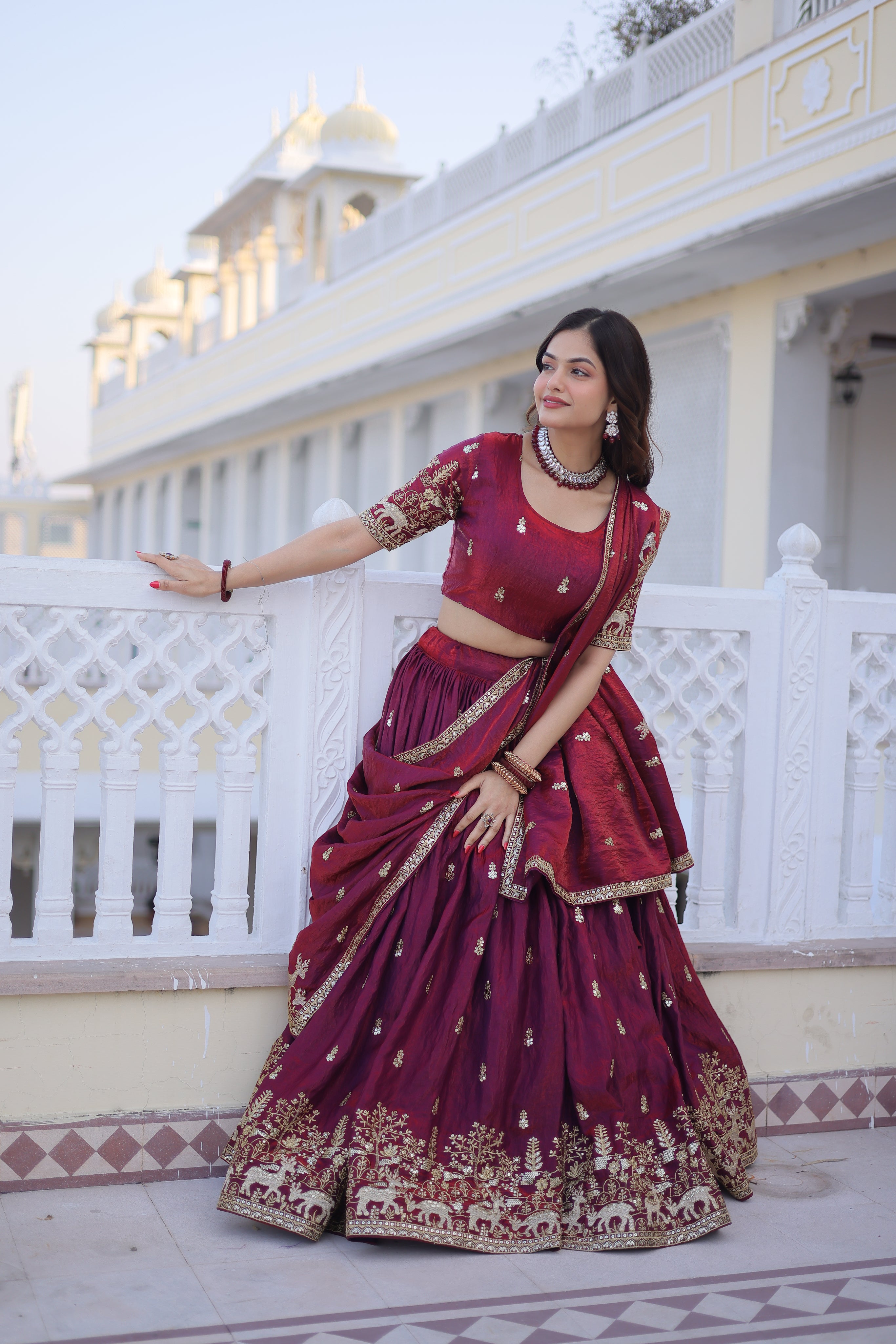Ketaki fendi silk sequins zari thread embroidered lehenga choli set