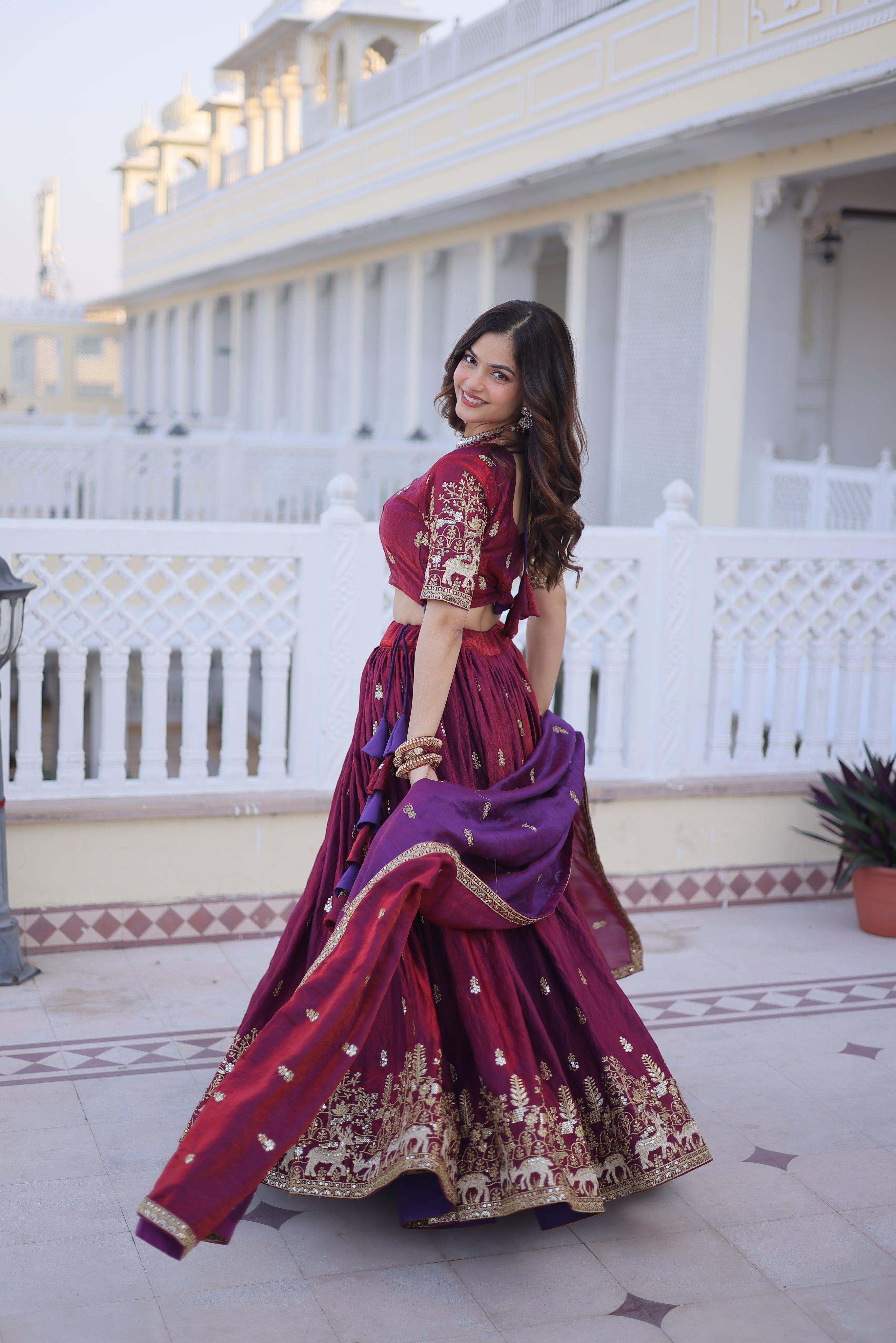 Ketaki fendi silk sequins zari thread embroidered lehenga choli set