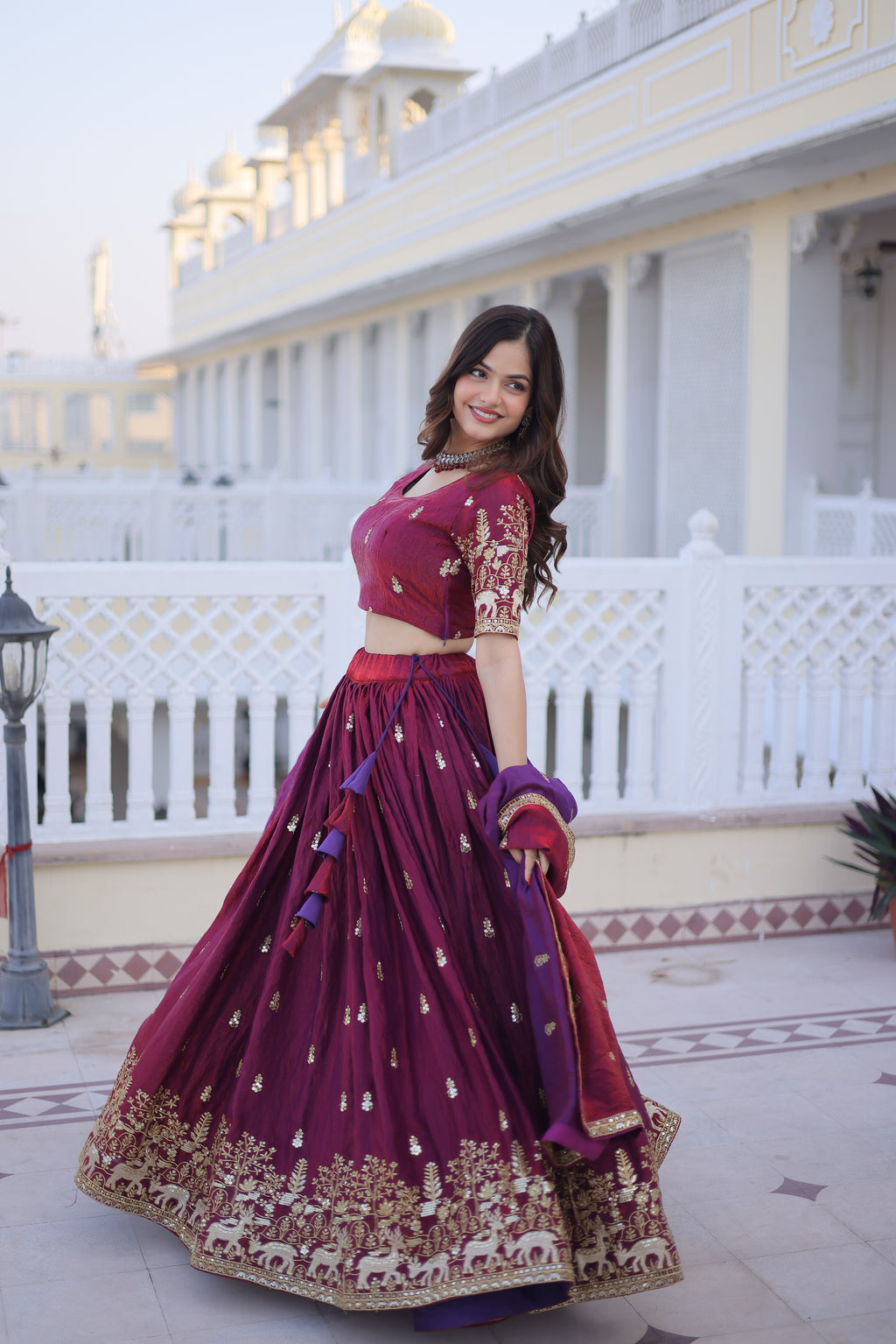 Ketaki fendi silk sequins zari thread embroidered lehenga choli set