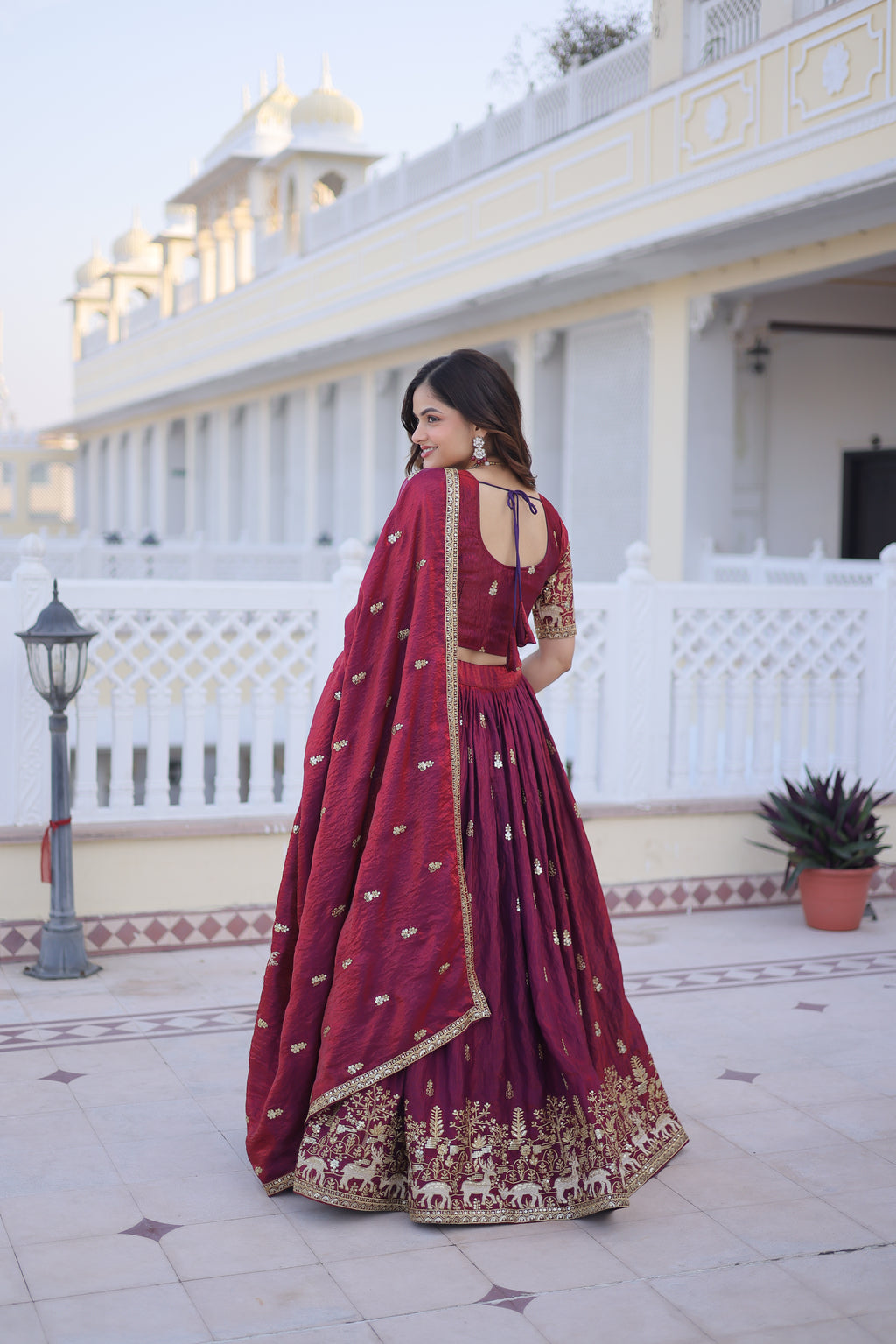 Ketaki fendi silk sequins zari thread embroidered lehenga choli set