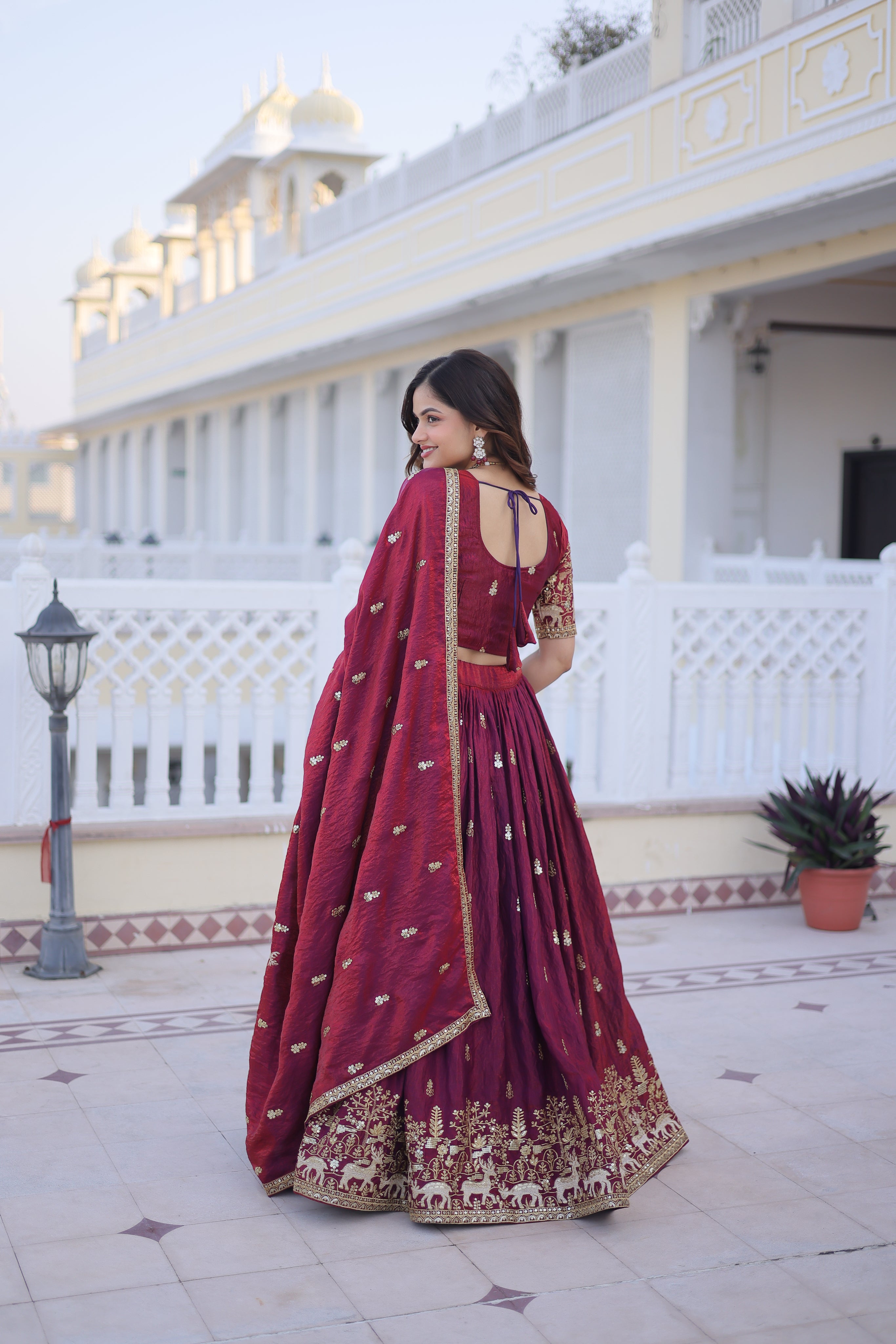 Ketaki fendi silk sequins zari thread embroidered lehenga choli set