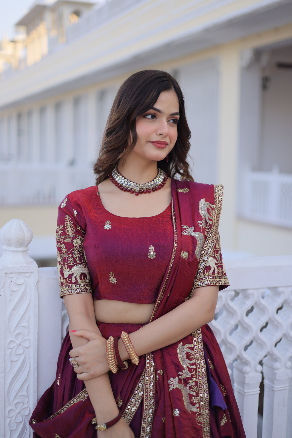 Ketaki fendi silk sequins zari thread embroidered lehenga choli set