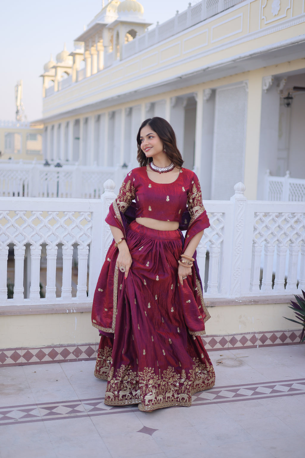 Ketaki fendi silk sequins zari thread embroidered lehenga choli set
