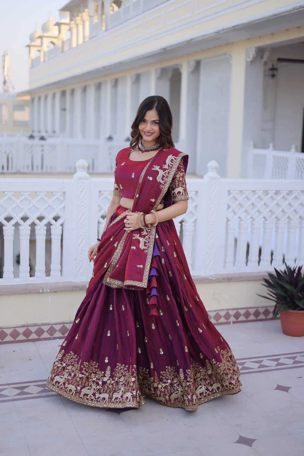 Ketaki fendi silk sequins zari thread embroidered lehenga choli set