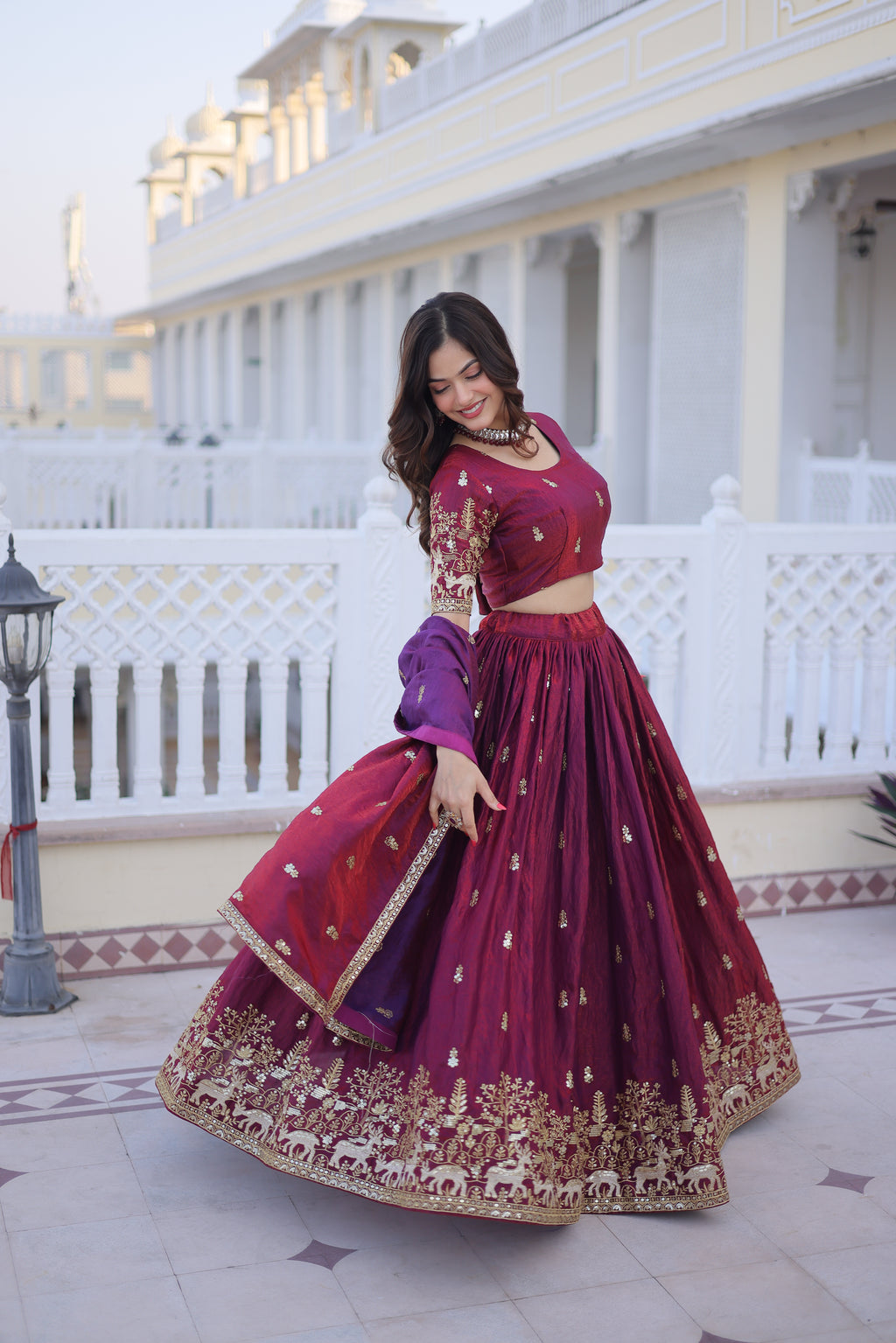 Ketaki fendi silk sequins zari thread embroidered lehenga choli set