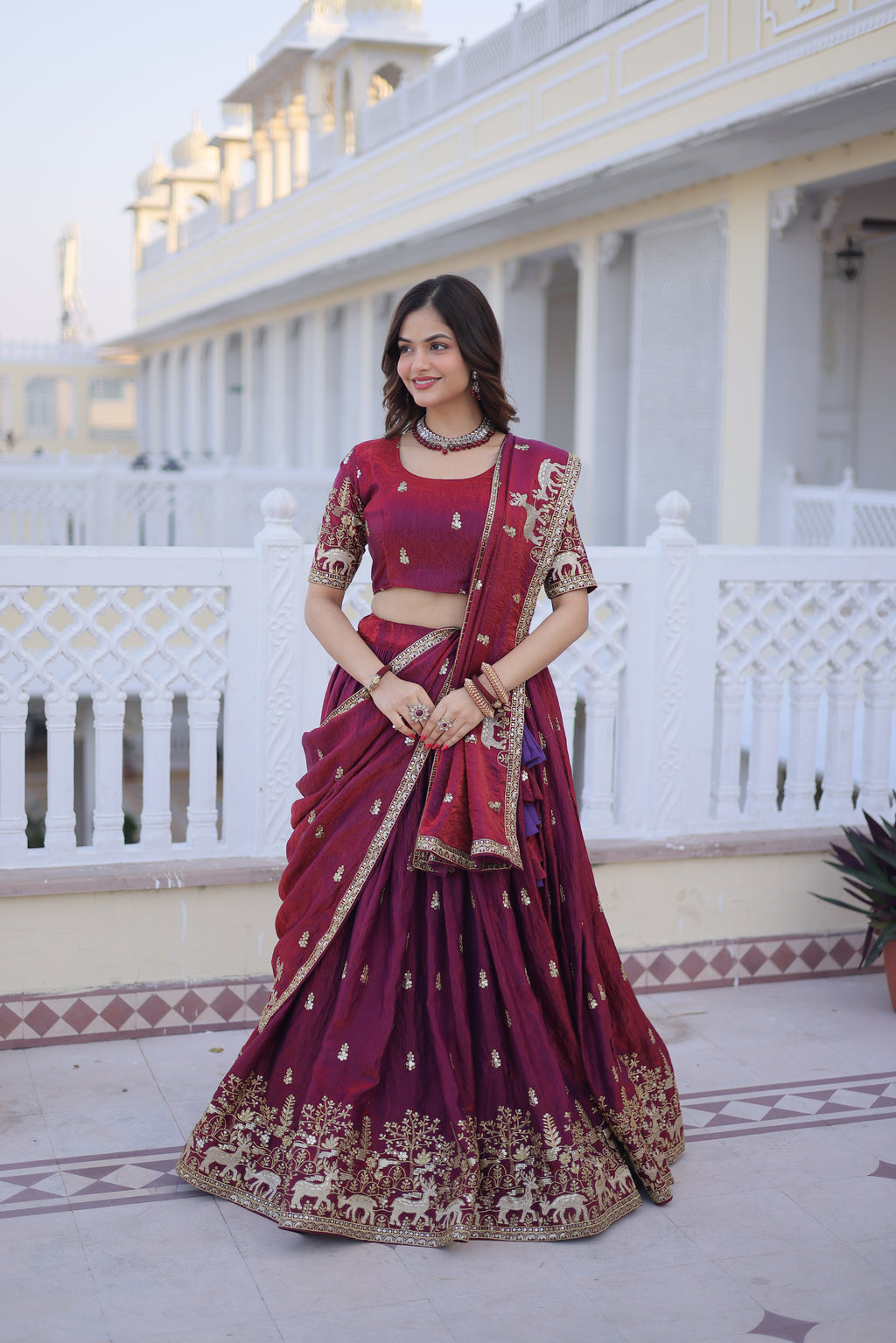 Ketaki fendi silk sequins zari thread embroidered lehenga choli set