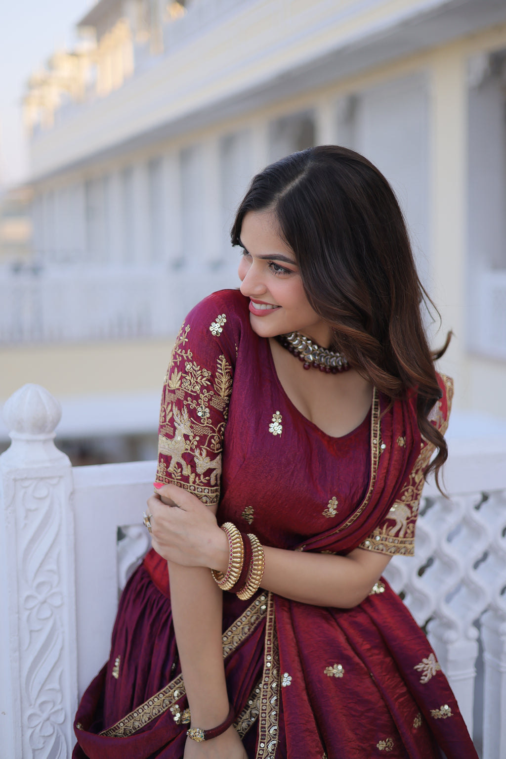 Ketaki fendi silk sequins zari thread embroidered lehenga choli set