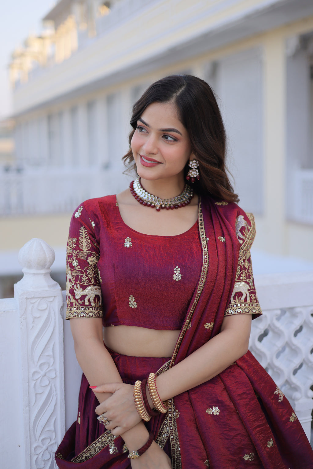 Ketaki fendi silk sequins zari thread embroidered lehenga choli set