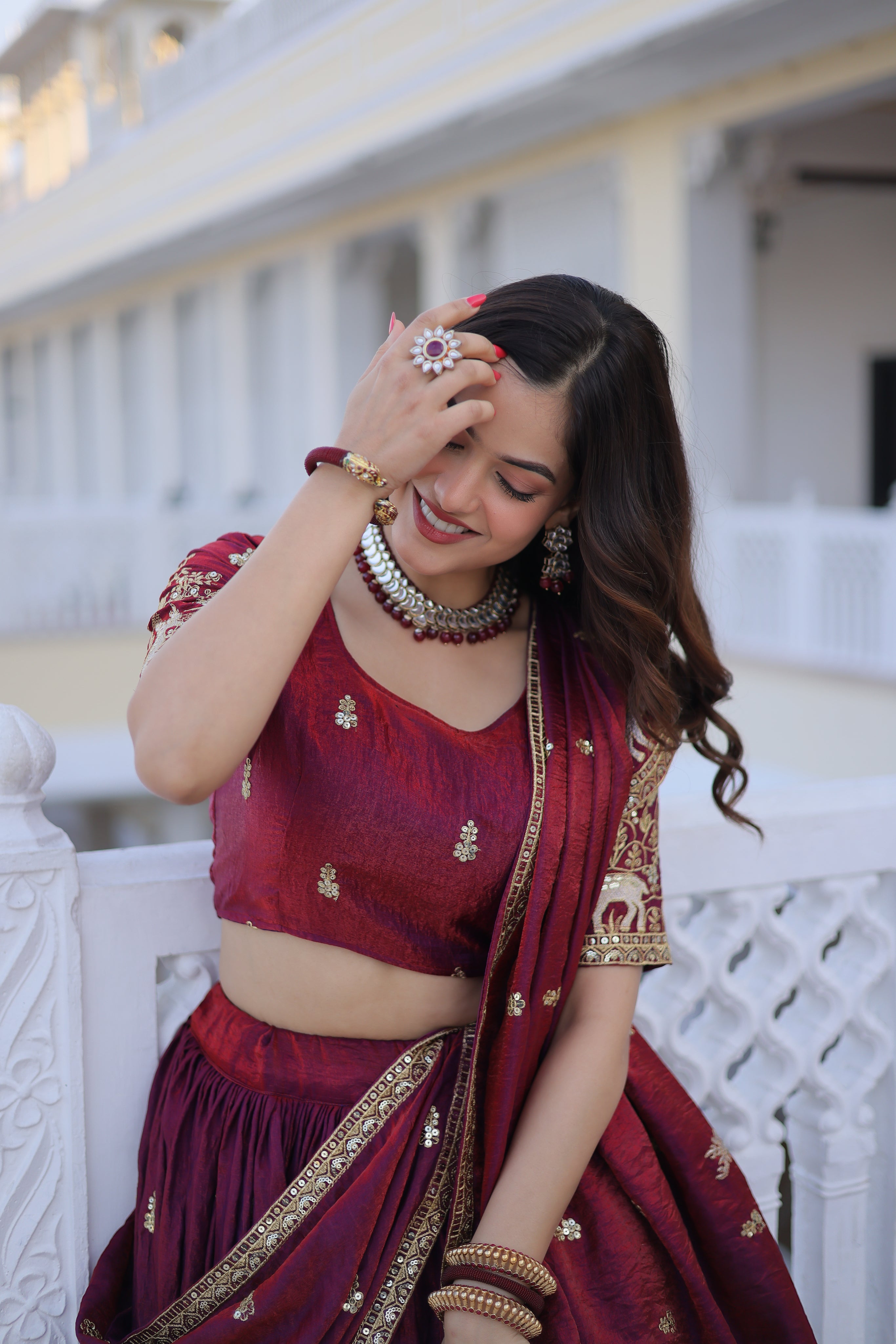 Ketaki fendi silk sequins zari thread embroidered lehenga choli set