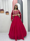 Keyara pink chinon embroidery work lehenga choli set with jacket