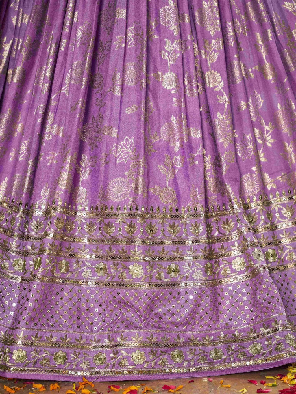 Lavender Dola silk jacquard embroidered lehenga choli with dupatta