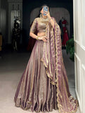 Lavender fendi embroidered lehenga choli with sequins thread work dupatta