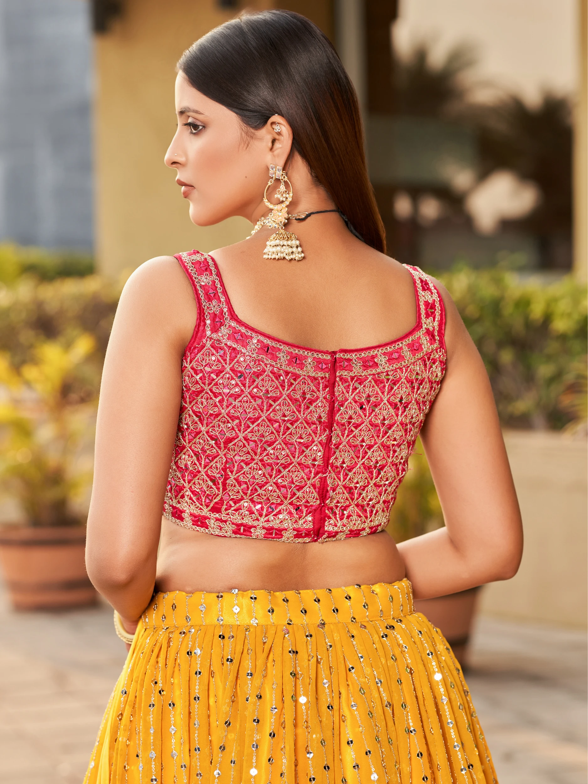 Navya Mustard Yellow Color Embroidered Lehenga Choli with Bandhani Dupatta