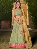 Navya Pista Green Color Embroidered Lehenga Choli with Floral Dupatta