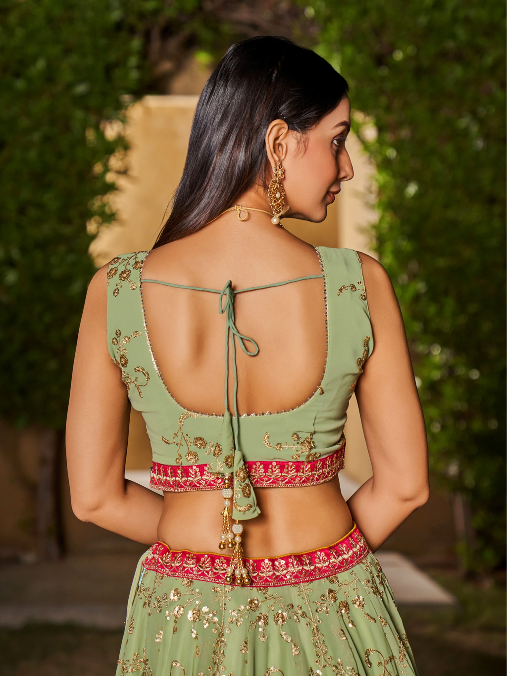 Navya Pista Green Color Embroidered Lehenga Choli with Floral Dupatta