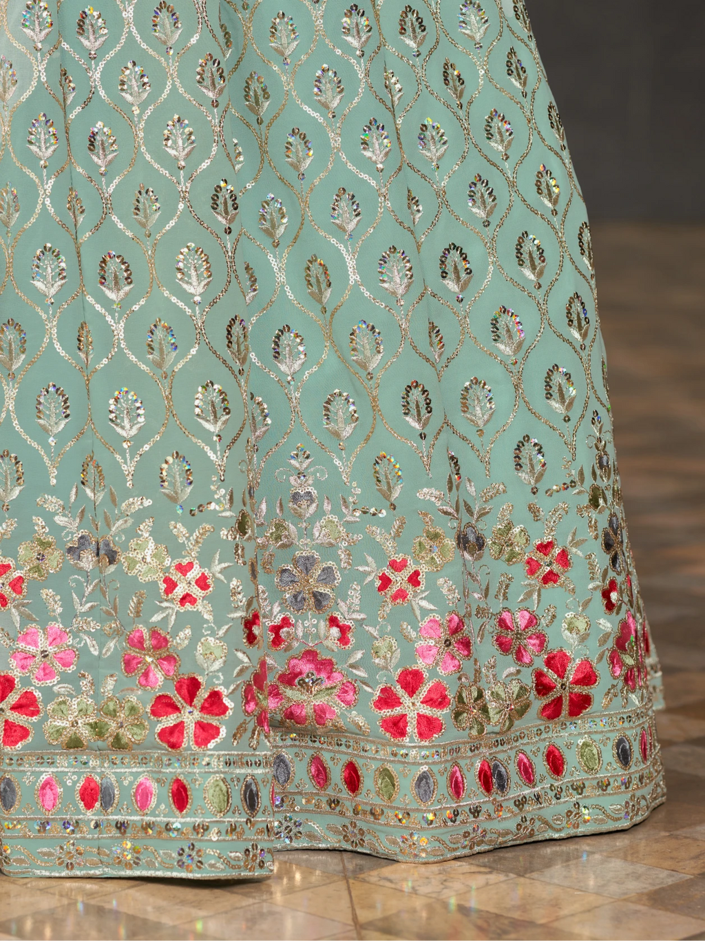Navya Sky Blue Color Floral Embroidered Lehenga Choli with Dupatta