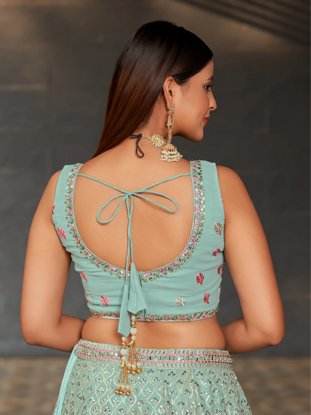 Navya Sky Blue Color Floral Embroidered Lehenga Choli with Dupatta