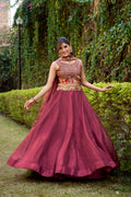 Nayana Maroon Color Chanda Silk Sequins Thread Embroidery Work Lehenga Choli
