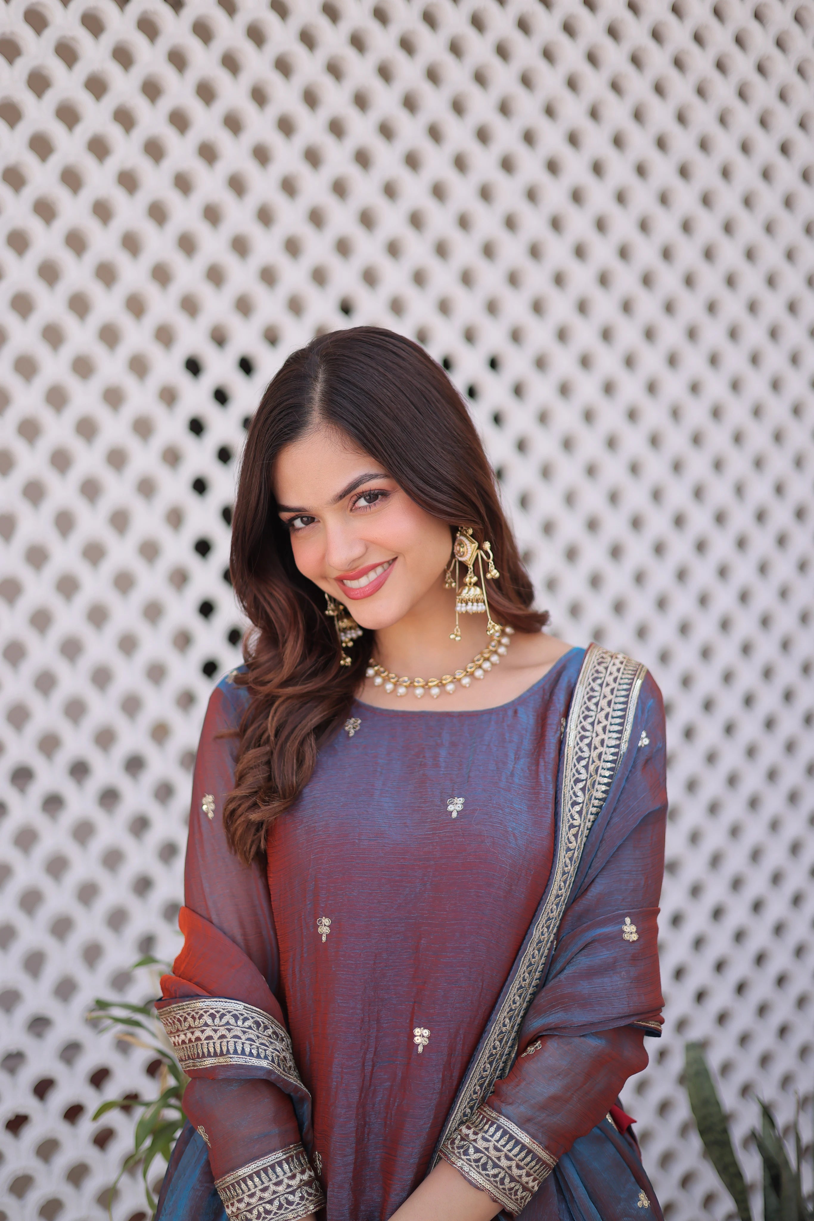 Nevria Purple Mauve Fendi Chiffon Sequins Embroidered Work Lehenga Choli