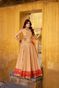 Nitriya Cream Color Pure Chanderi Zari Weaving Half Saree Lehenga Choli