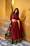 Nitriya Maroon Color Pure Chanderi Zari Weaving Half Saree Lehenga Choli